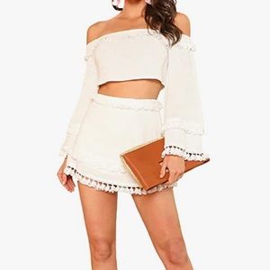 Never worn two piece set- white